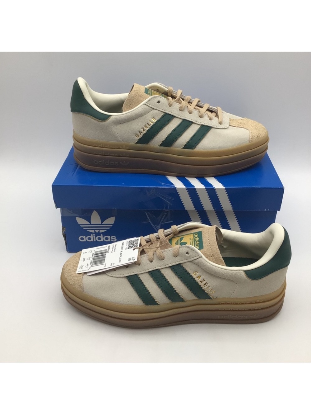 NWT adidas Women's Gazelle Bold Shoes Cream and Green size 9